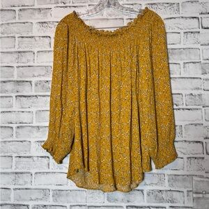 MELLODAY Yellow Ruffled 3/4‎ Sleeve Blouse